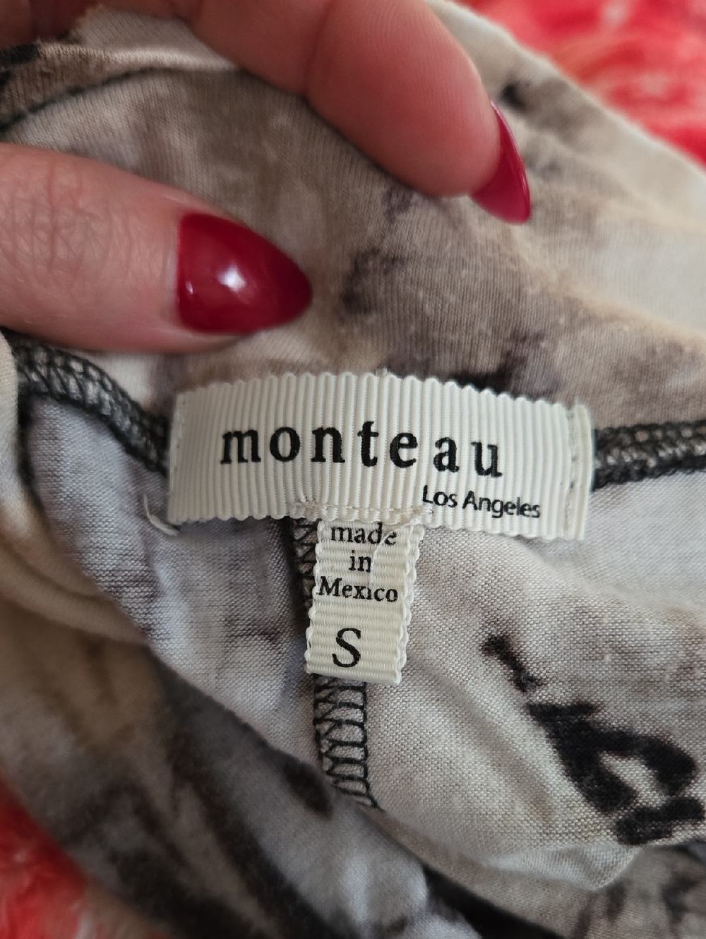 Monteau Tie-Dye Maxi Skirt White & Black Beige And Blue Accents